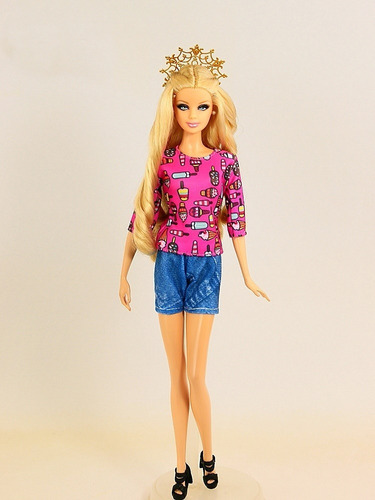 Roupa Para Boneca Barbie + 2 Sapatos Fashion Chic Luxo 06f